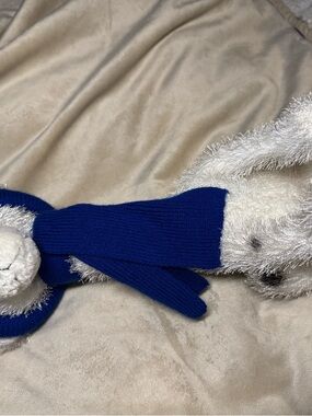 2/$45 Carlton Cards Twisted Whiskers White Plush Dog with Blue Scarf
